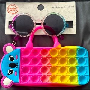 Girl’s Sunglass with a Koala Pop-It Push Bubble Rainbow Stress Reliever Case Set